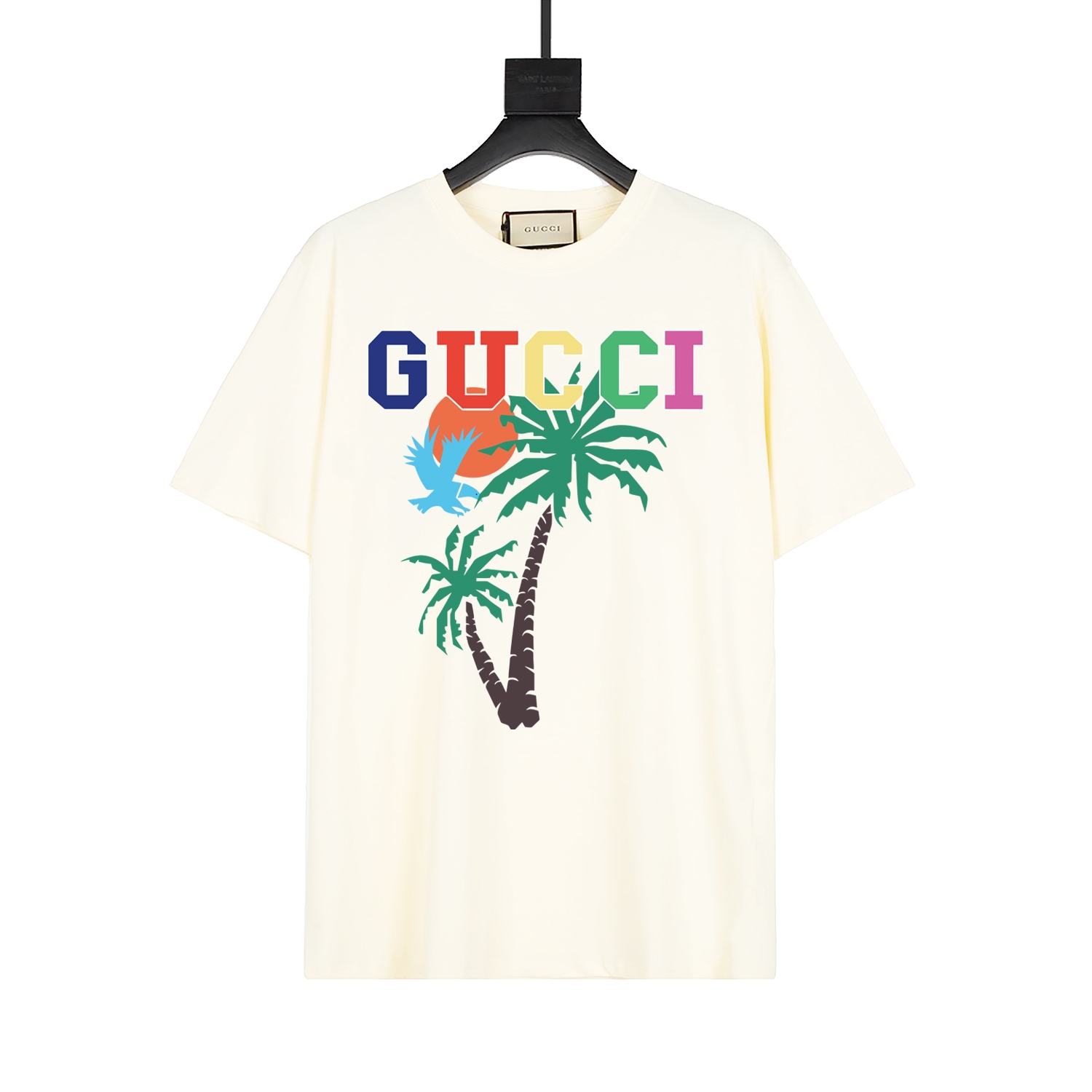 Camiseta de manga corta GUCCI 2024SS primavera/verano con estampado de palmeras, la sensación de llevar el verano puest…