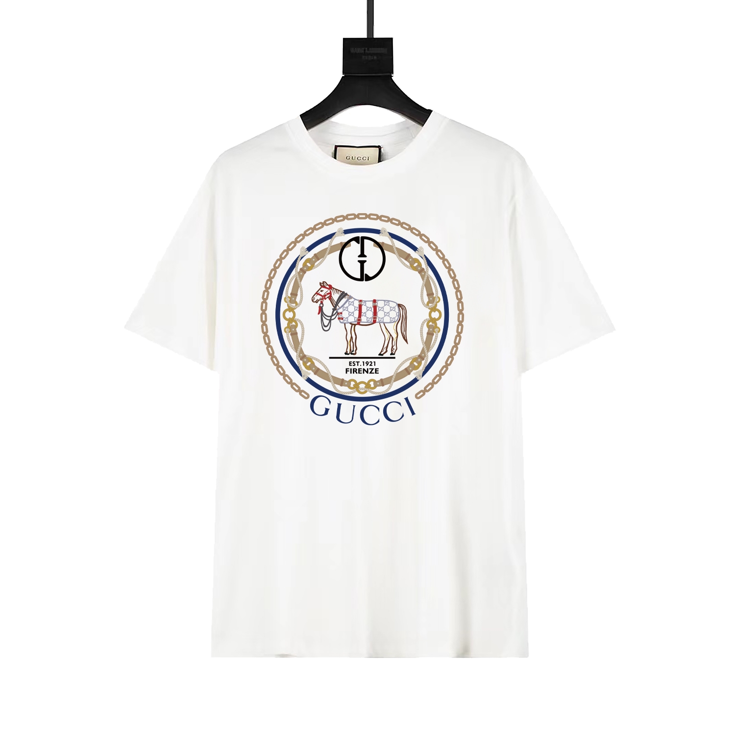 gucci nueva colección de principios de primavera manga corta, camiseta clásica con logo de letras estampado, sincroniza…