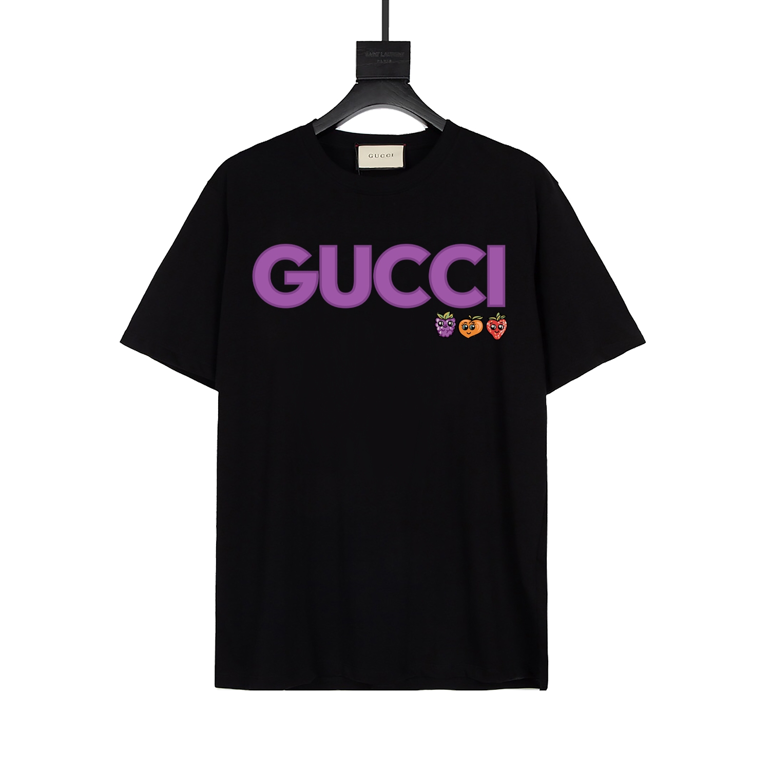 Camiseta de manga corta con estampado de frutas y logo de letras, nueva camiseta de verano 2024SS, para hombre y mujer,…