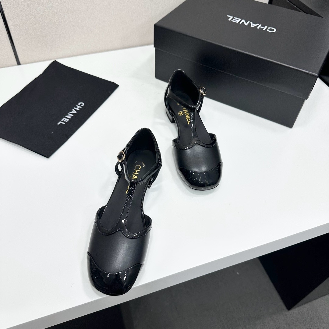 Chanel T-Strap Cap-Toe Mary Jane Flats