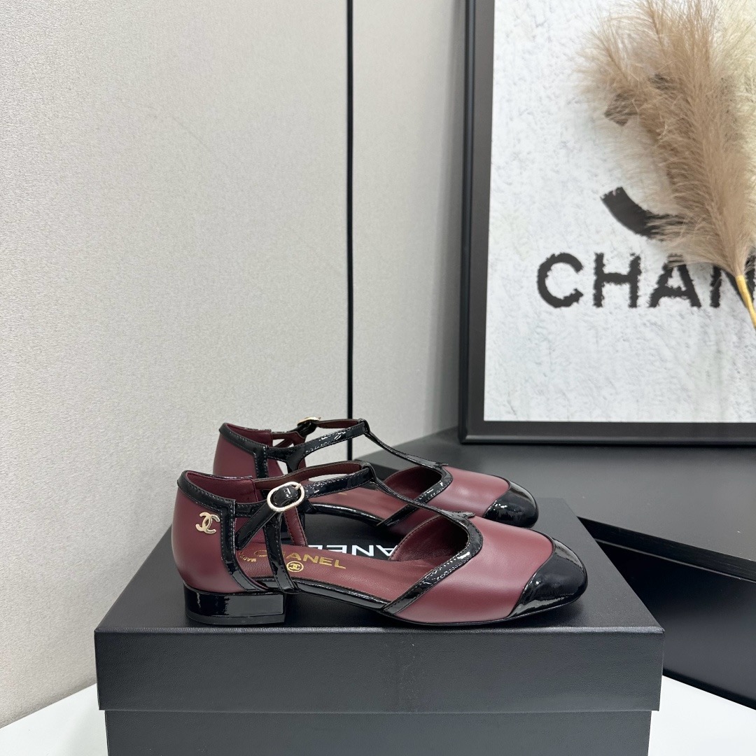 Chanel T-Strap Cap-Toe Mary Jane Flats