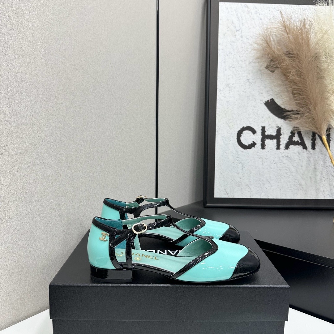 Chanel T-Strap Cap-Toe Mary Jane Flats