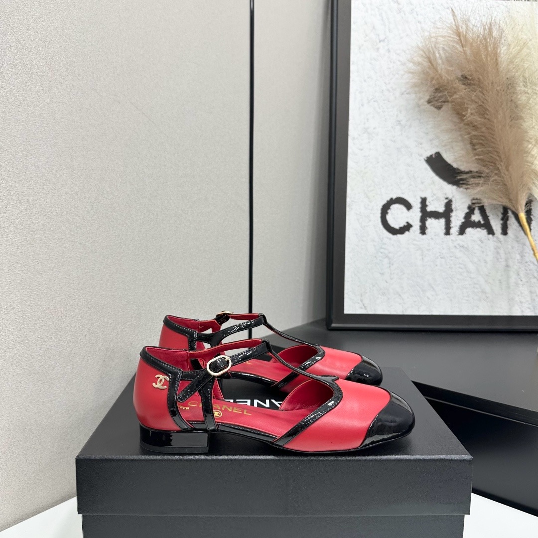 Chanel T-Strap Cap-Toe Mary Jane Flats
