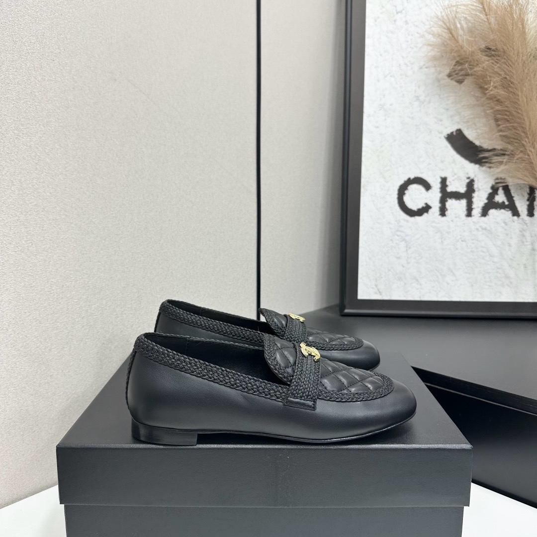 Chanel Quilted Tweed Loafers