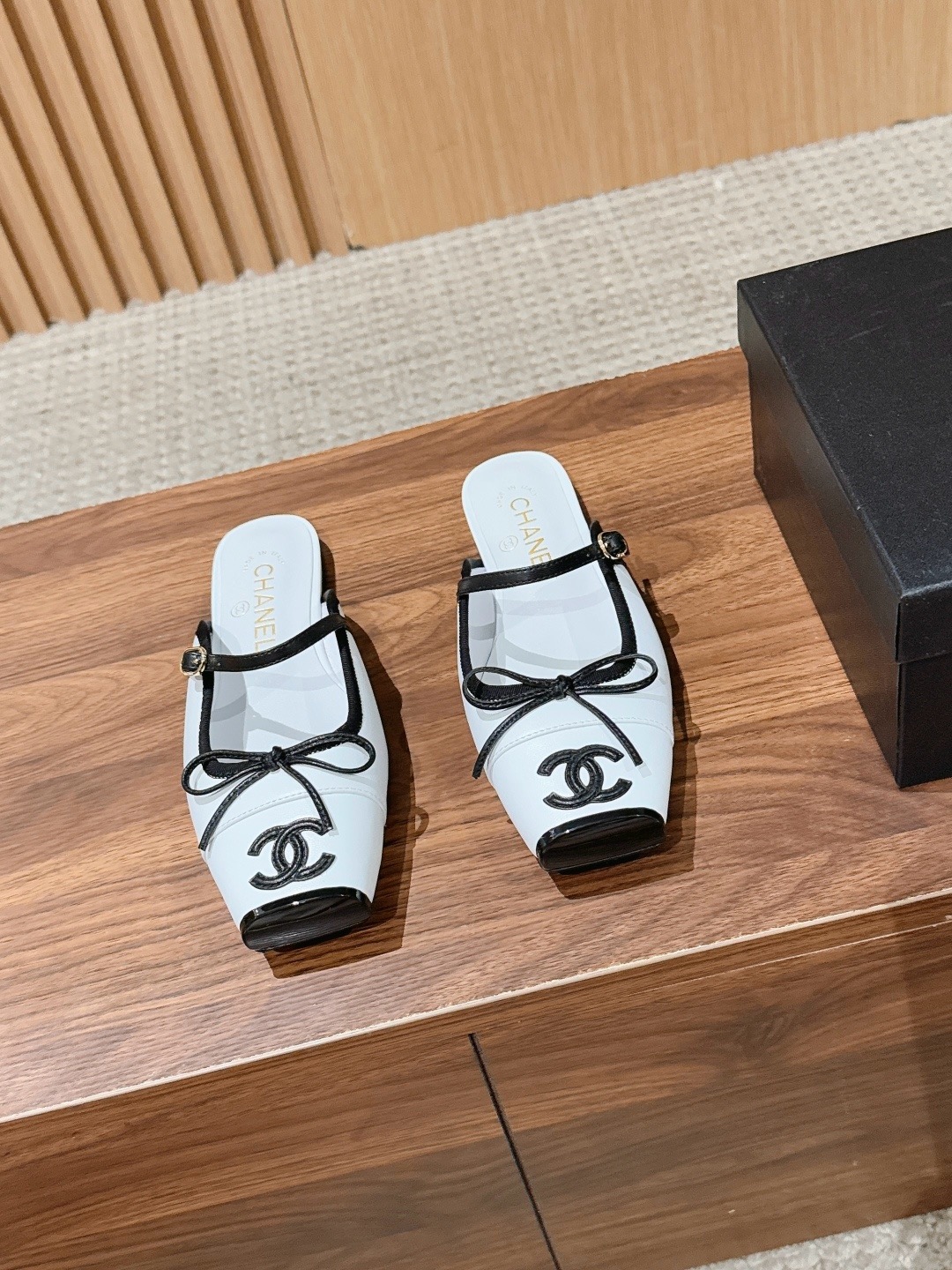 Chanel CC Leather Flat Slide Sandals