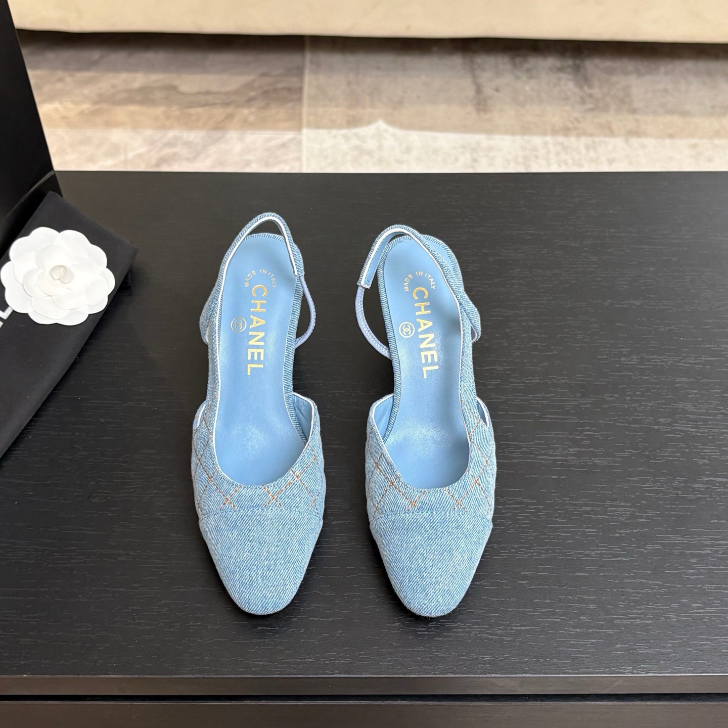 Chanel Denim Slingback Flats