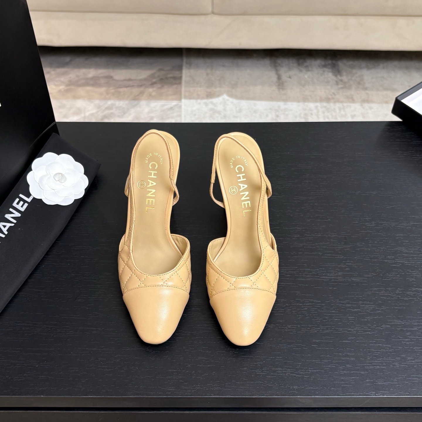 Chanel Denim Slingback Flats