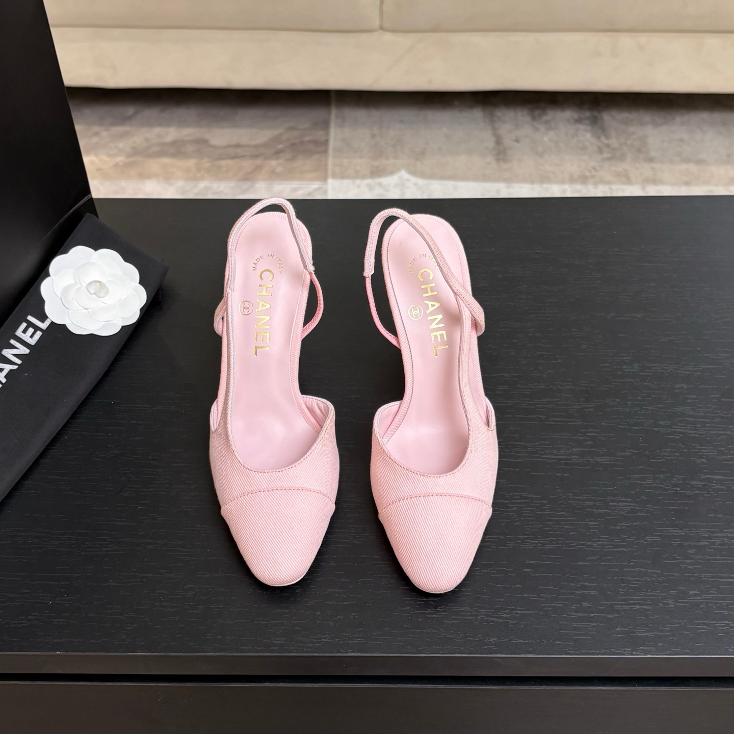 Chanel Denim Slingback Flats