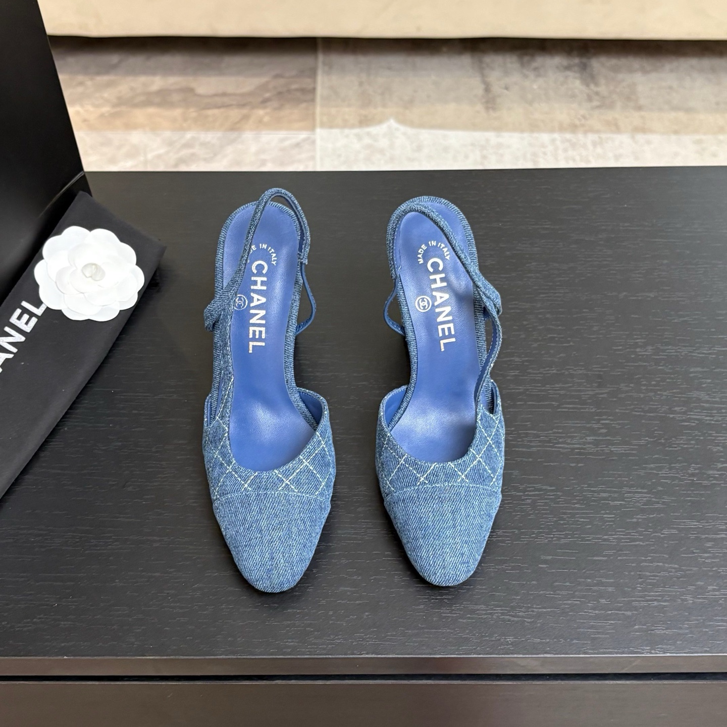 Chanel Denim Slingback Flats