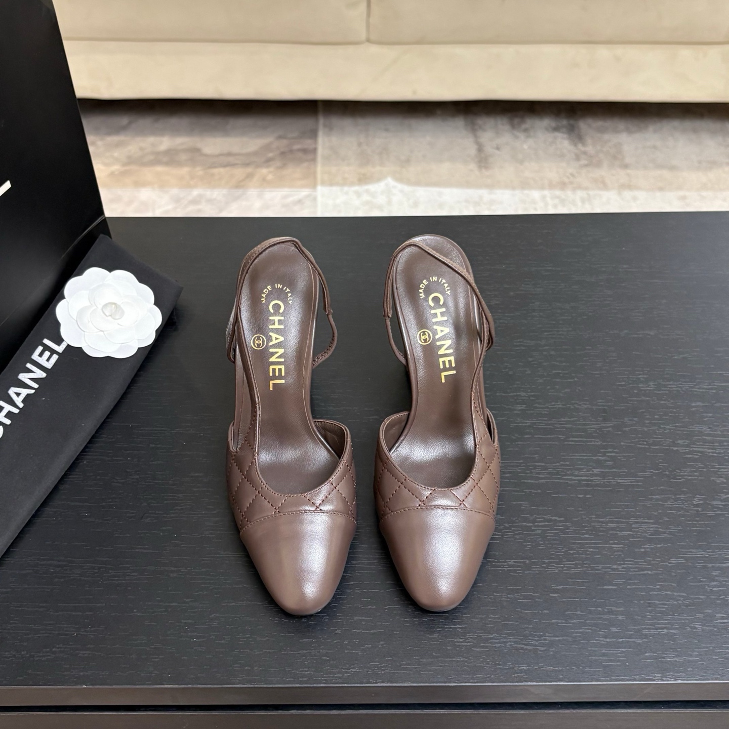 Chanel Denim Slingback Flats