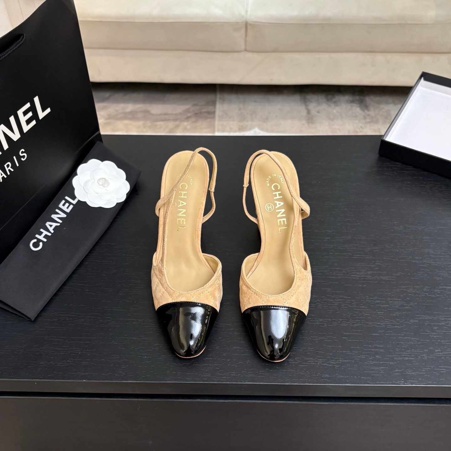 Chanel Denim Slingback Flats