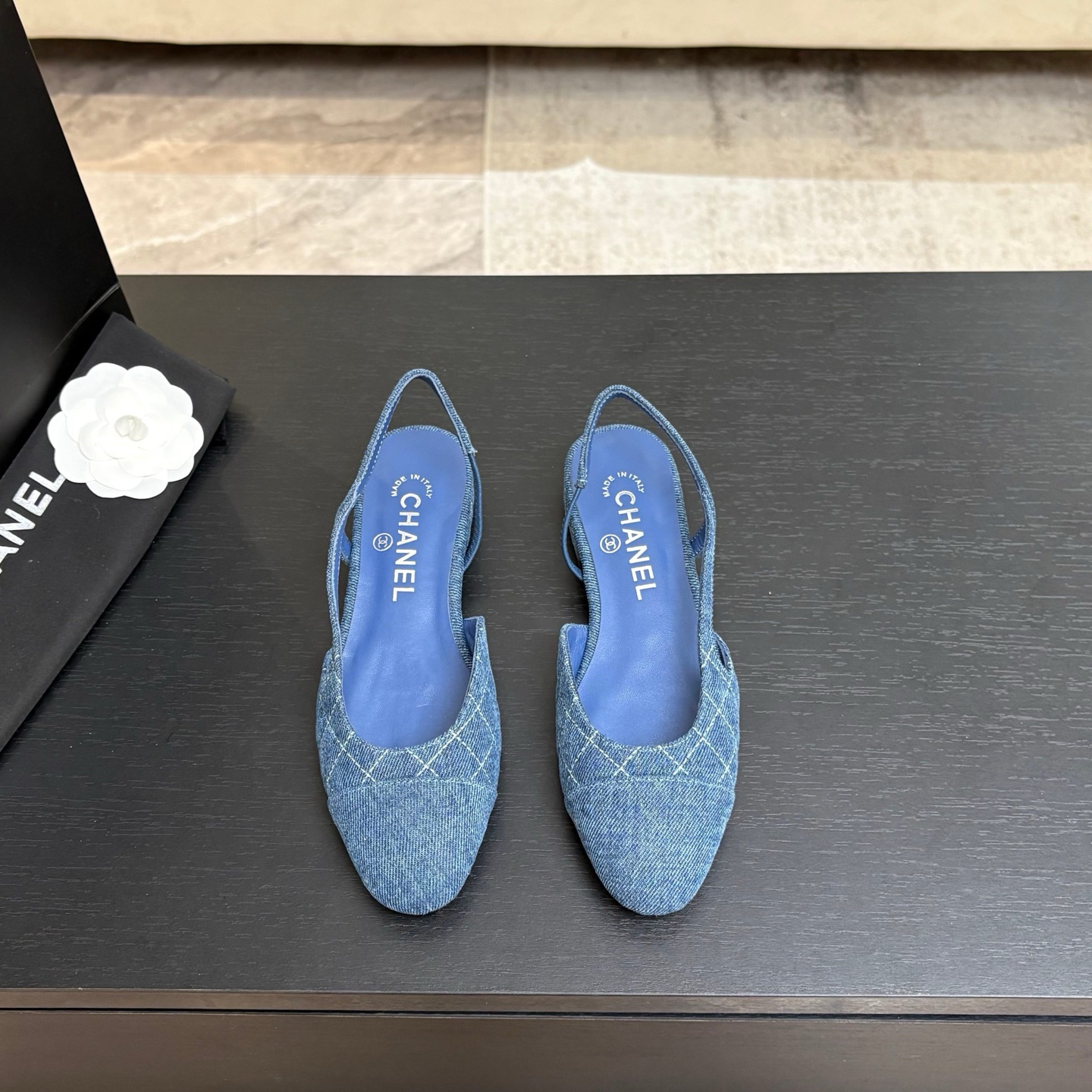 Chanel Denim Slingback Flats