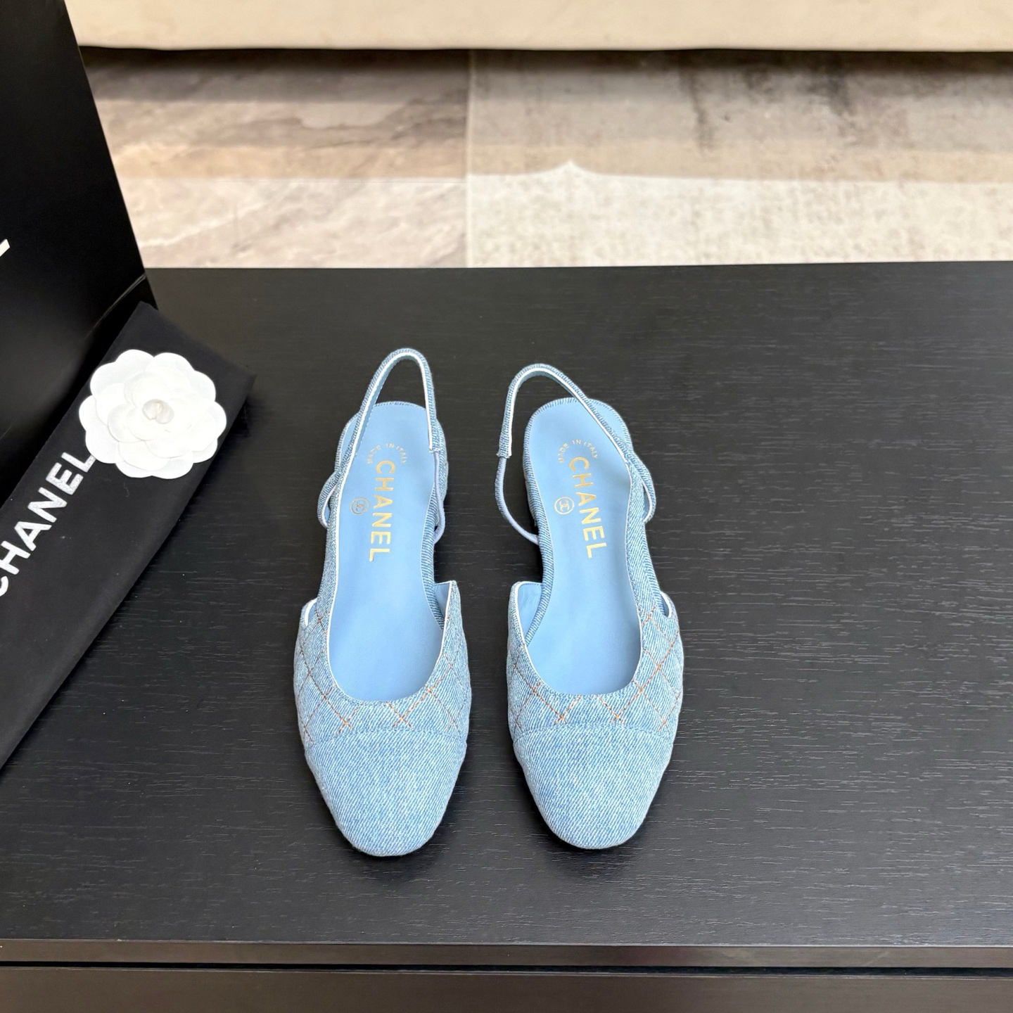 Chanel Denim Slingback Flats