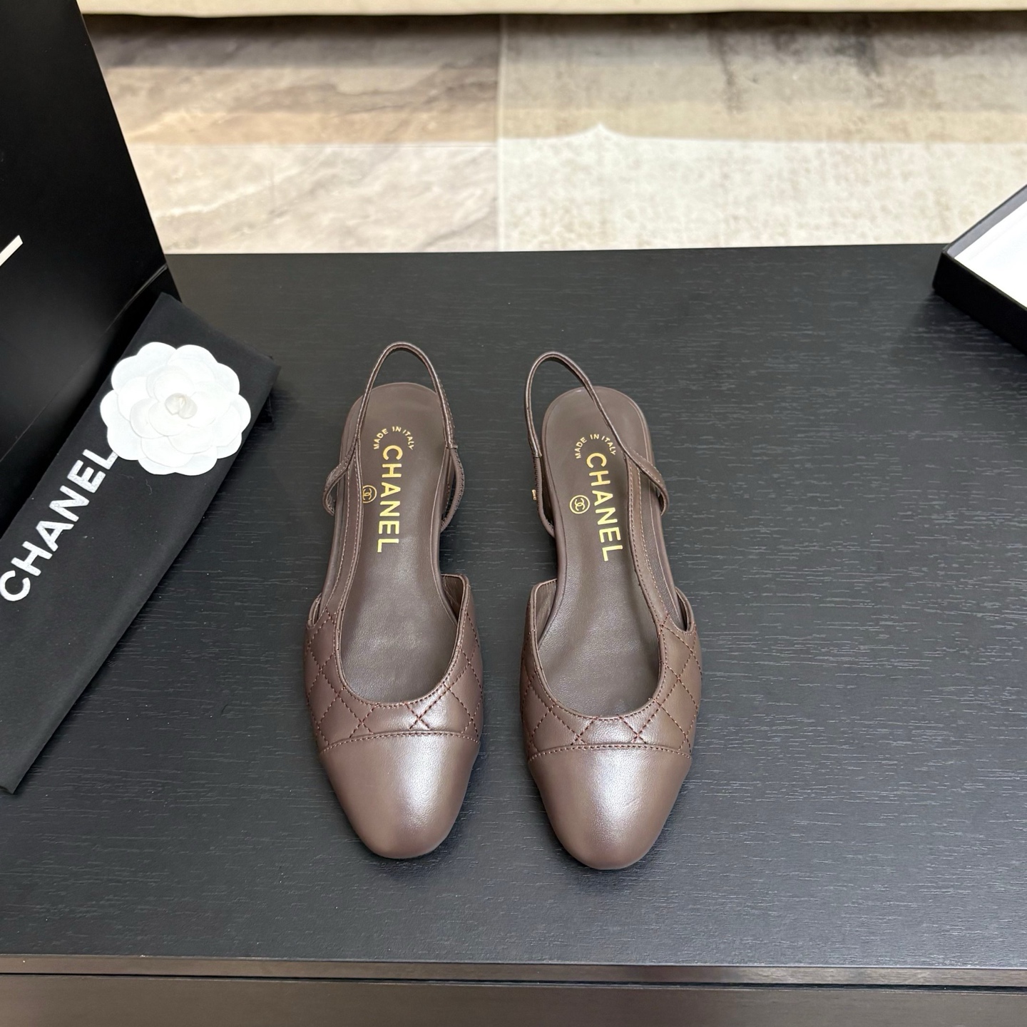 Chanel Denim Slingback Flats