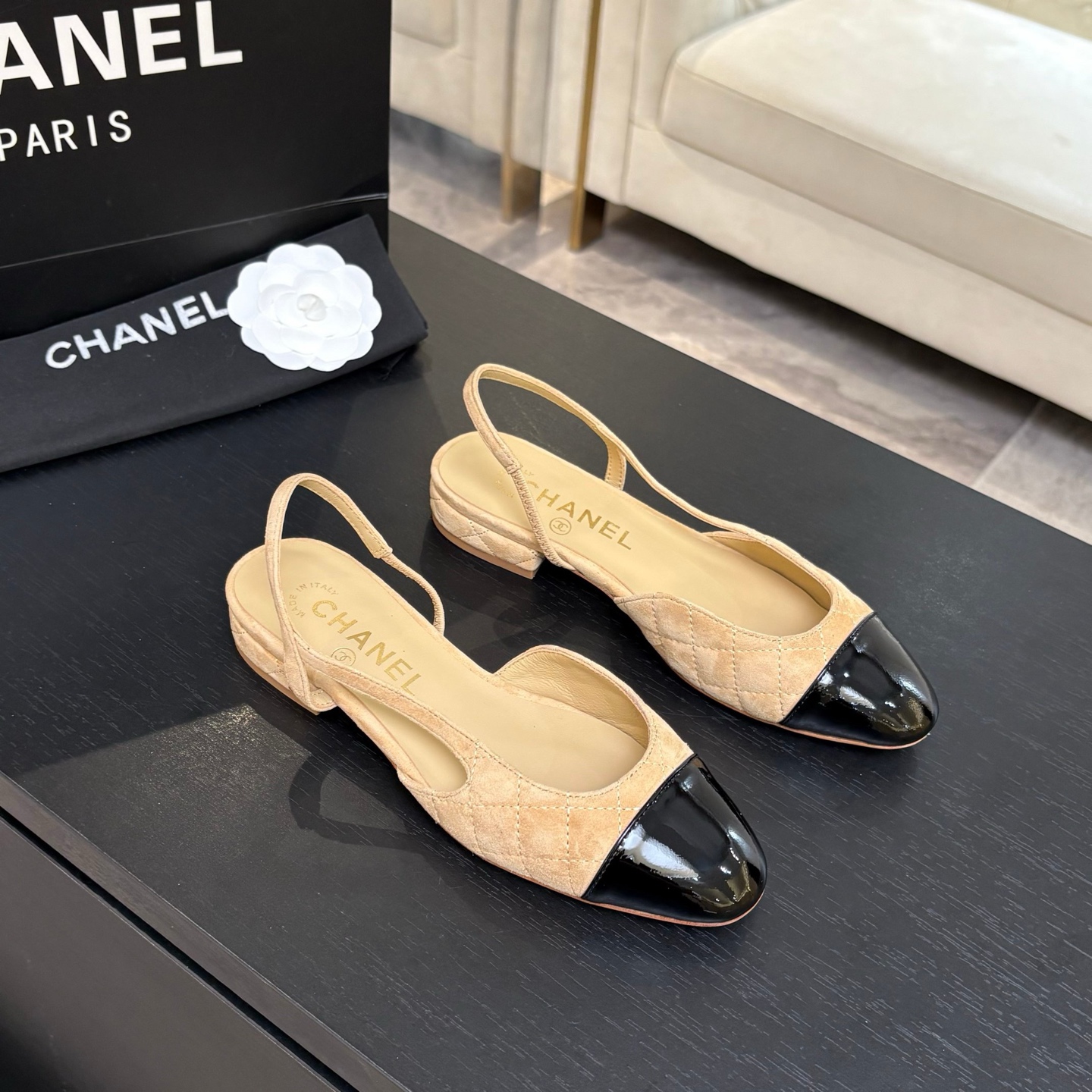 Chanel Denim Slingback Flats