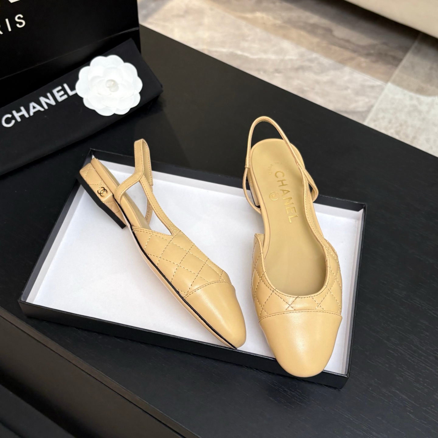 Chanel Denim Slingback Flats