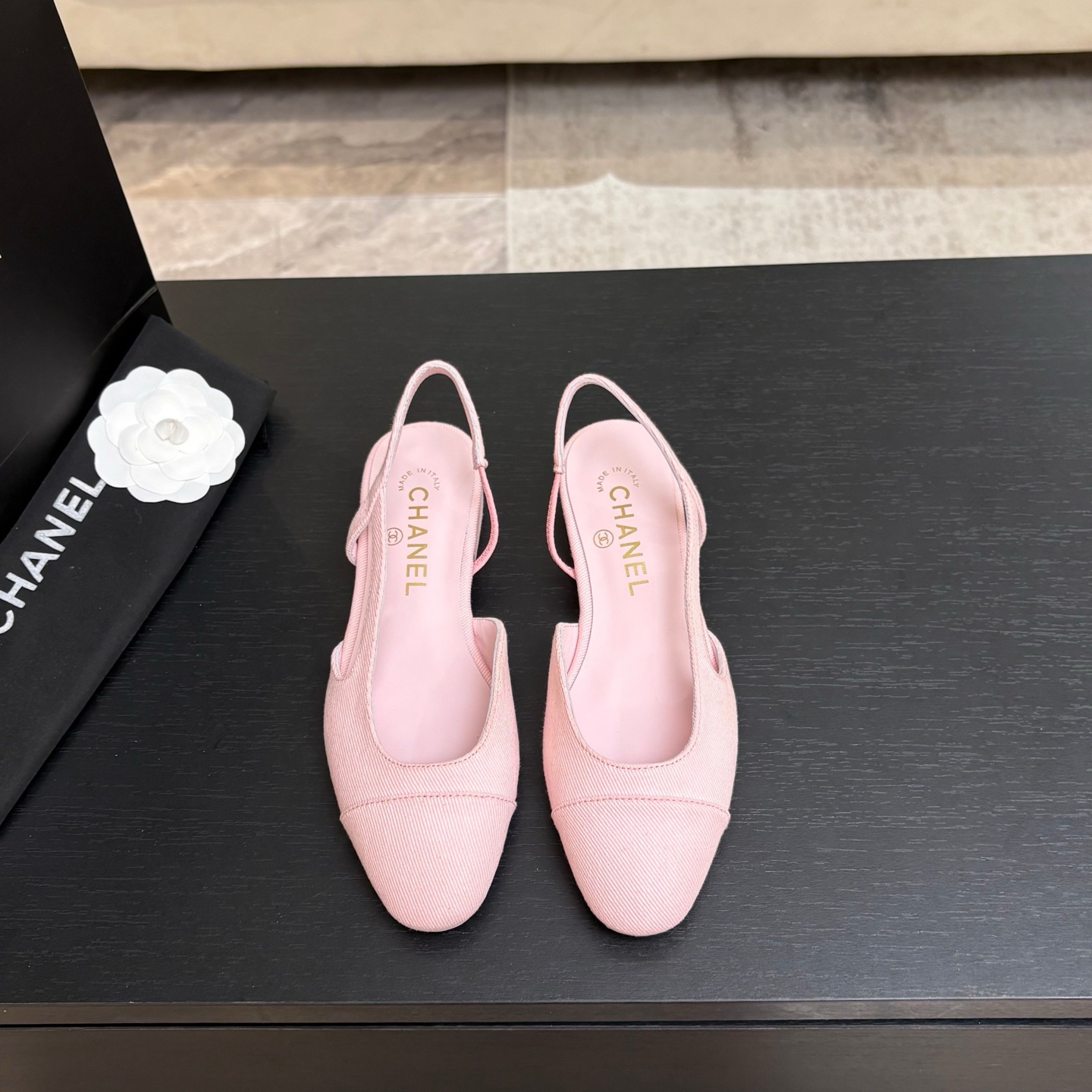 Chanel Denim Slingback Flats