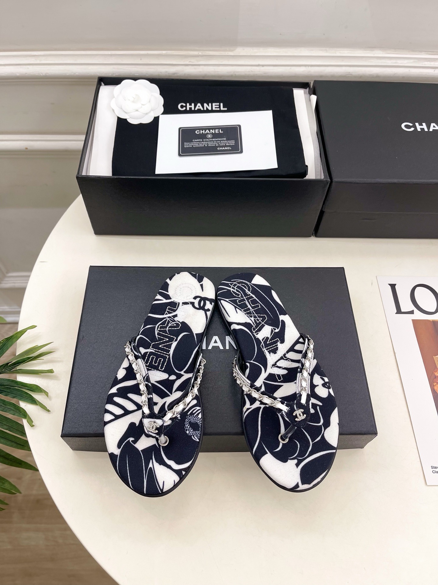 Chanel Floral Crystal Flip Flops