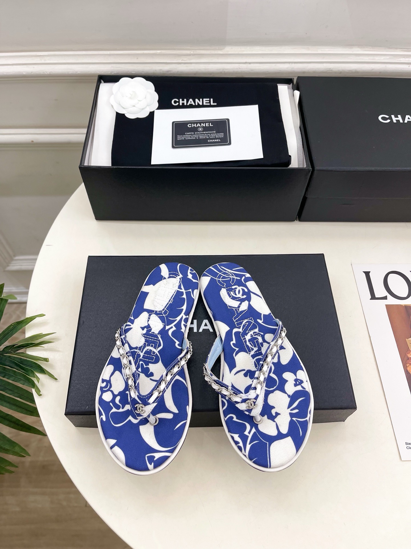 Chanel Floral Crystal Flip Flops