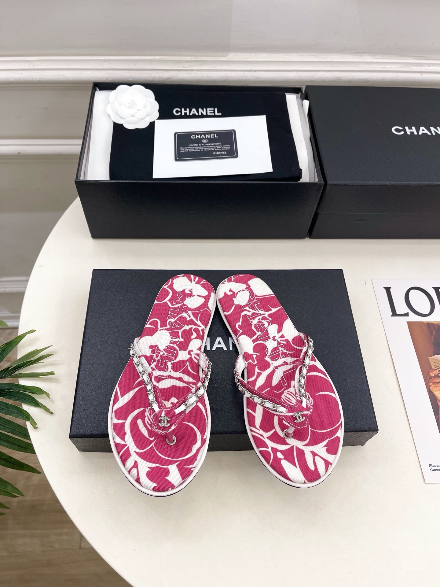 Chanel Floral Crystal Flip Flops