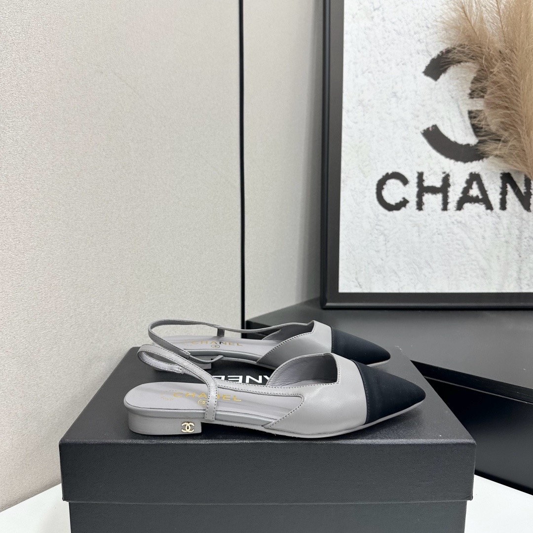 Chanel Two Tone Slingback Flats