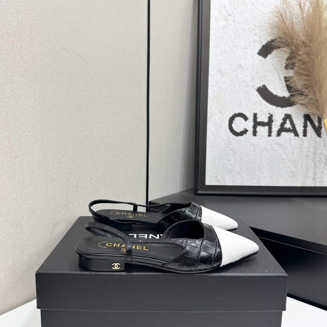 Chanel Two Tone Slingback Flats