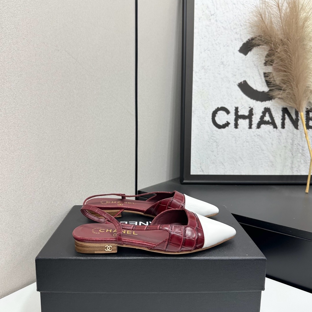 Chanel Two Tone Slingback Flats