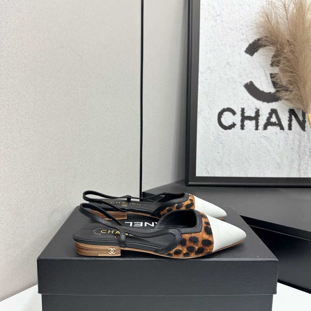 Chanel Two Tone Slingback Flats