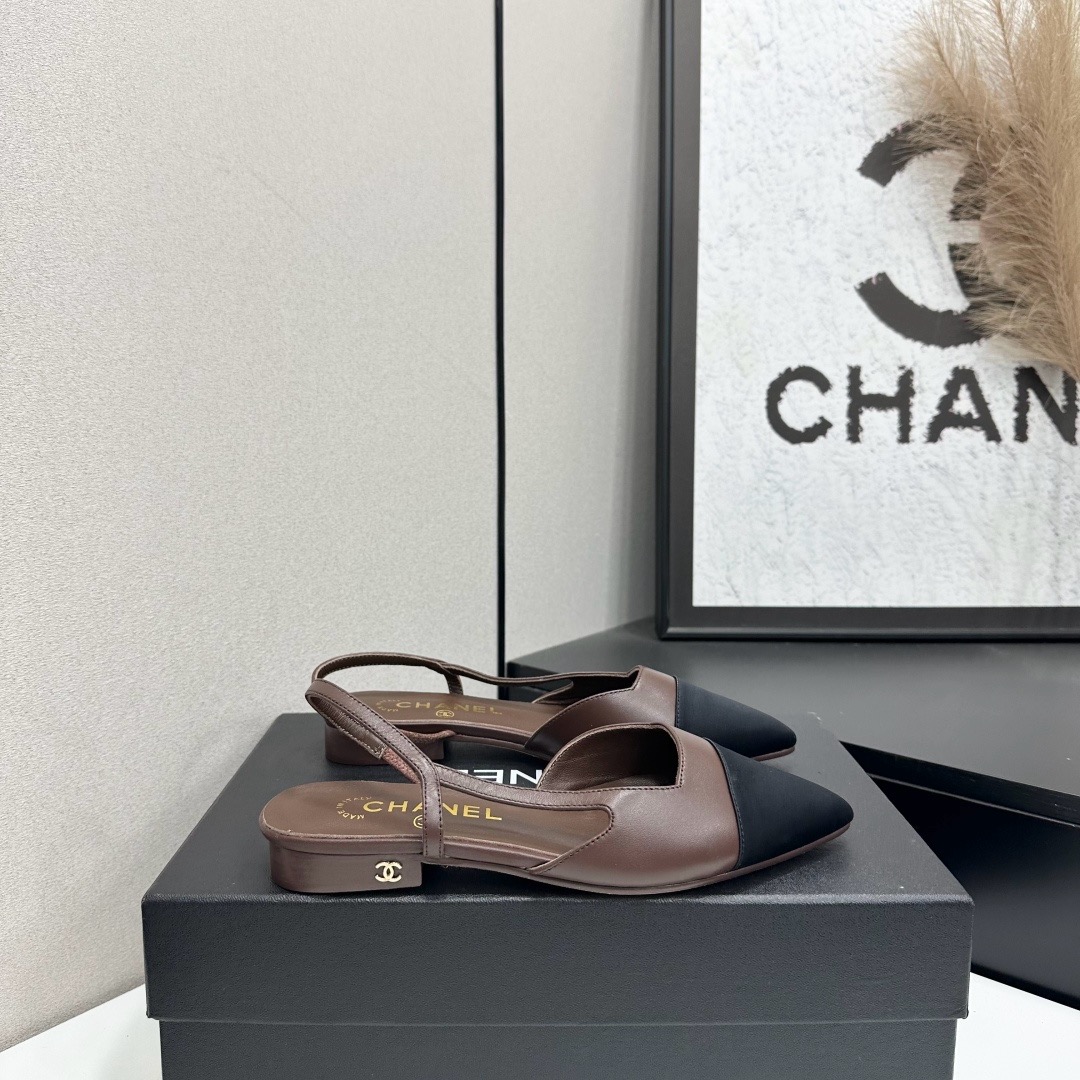 Chanel Two Tone Slingback Flats