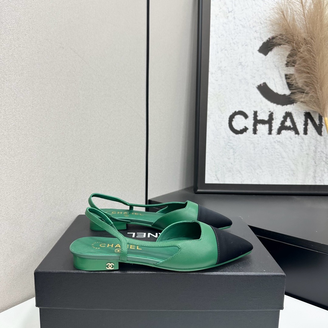 Chanel Two Tone Slingback Flats
