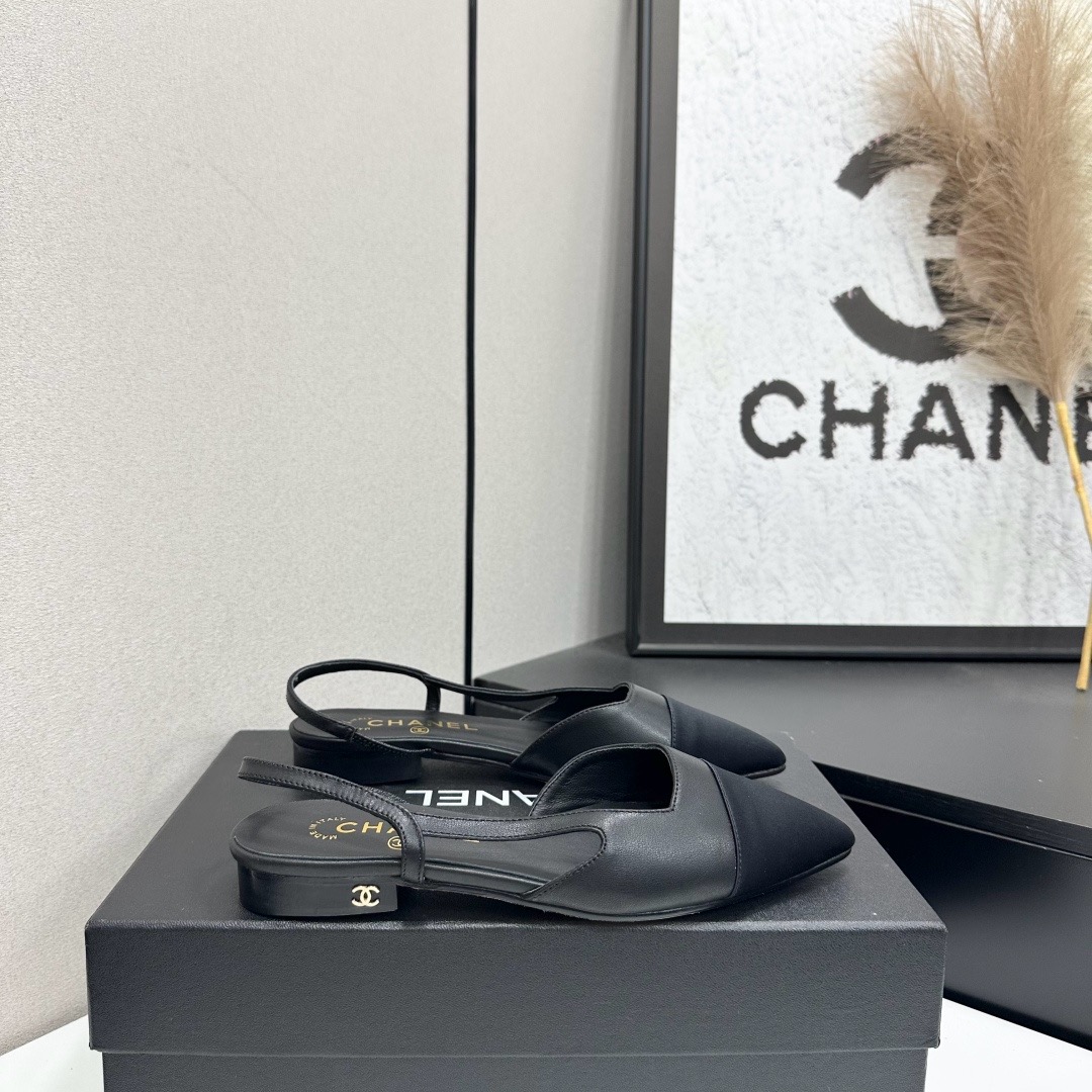 Chanel Two Tone Slingback Flats