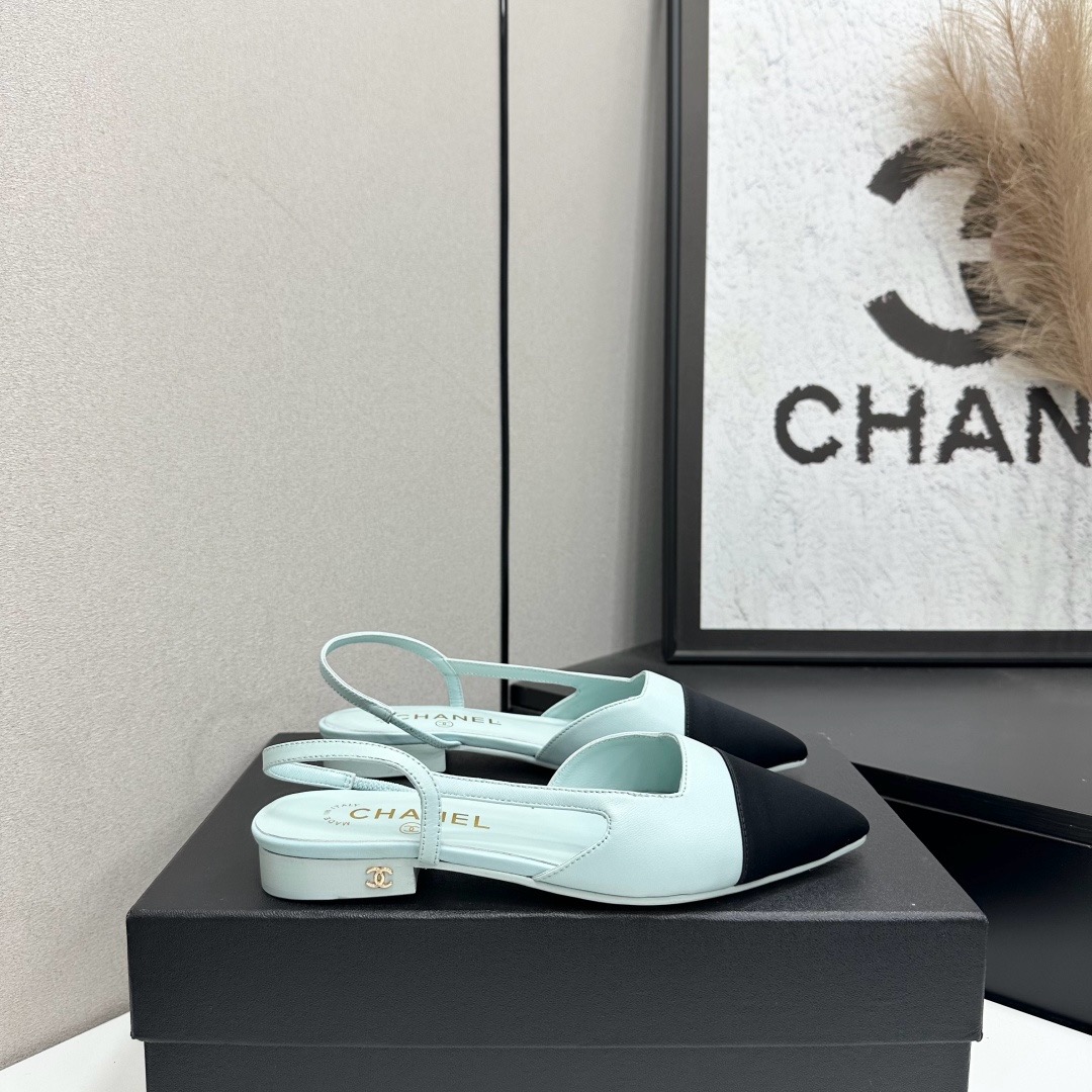 Chanel Two Tone Slingback Flats