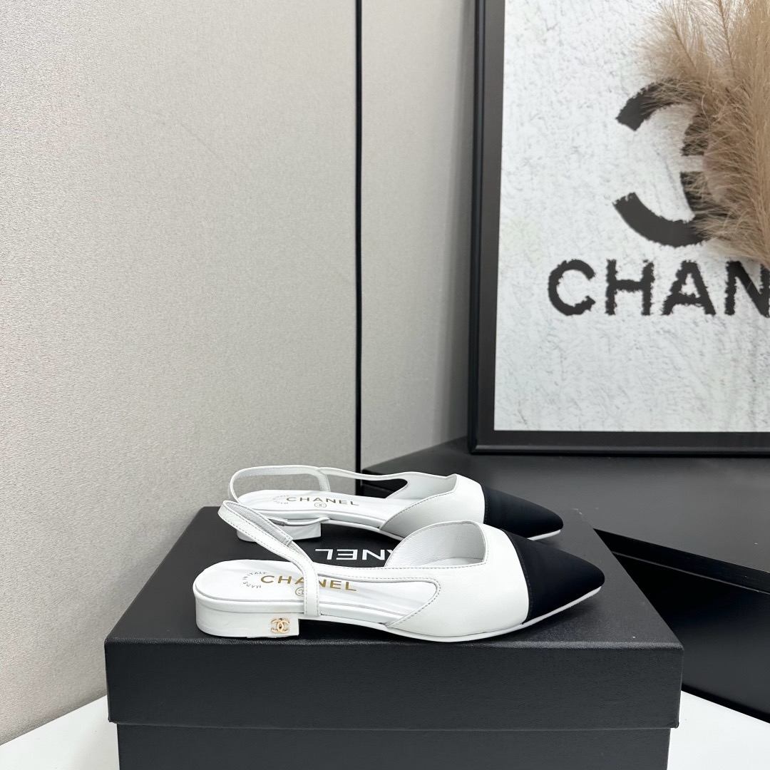 Chanel Two Tone Slingback Flats