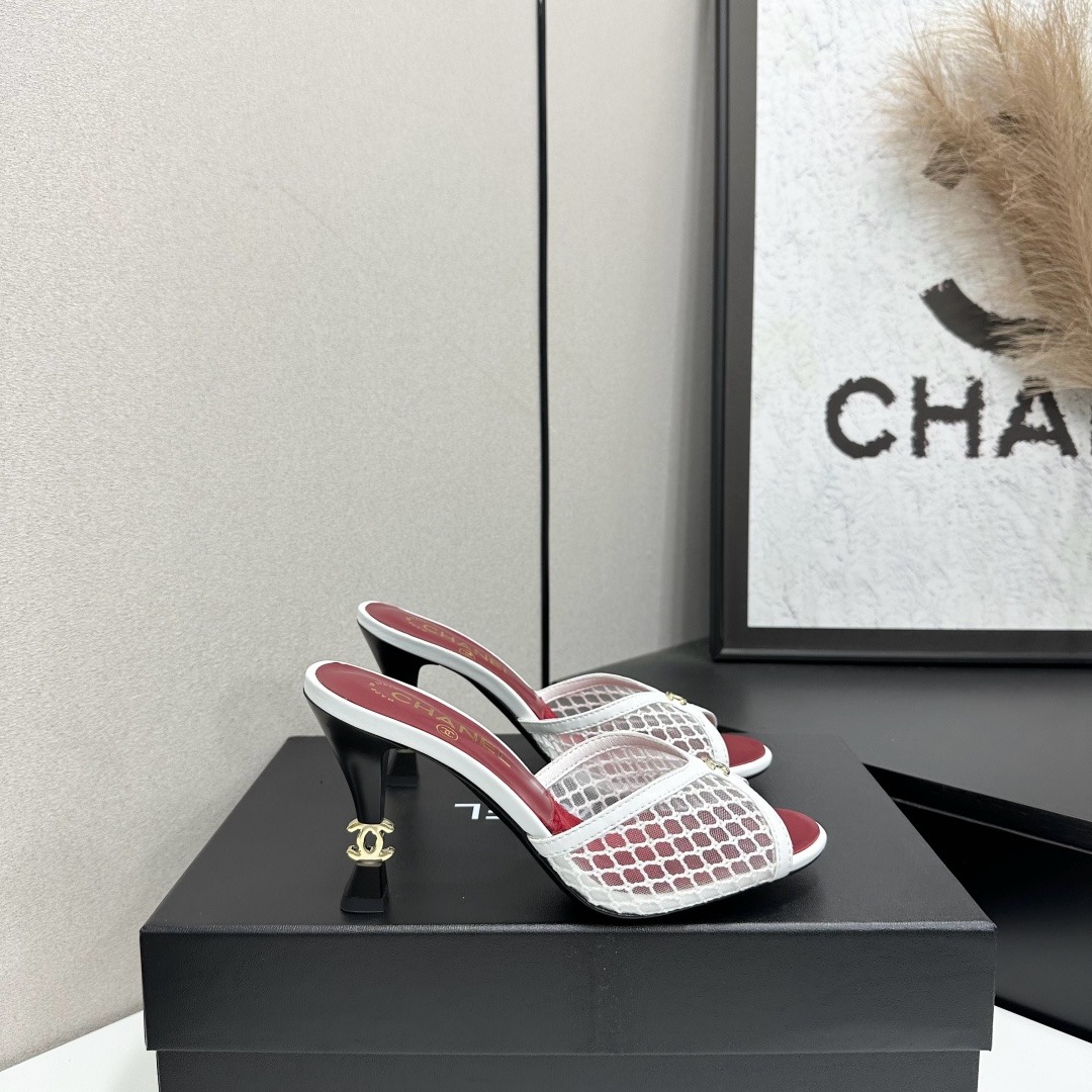 Chanel Mesh CC High Heel Slide Mules