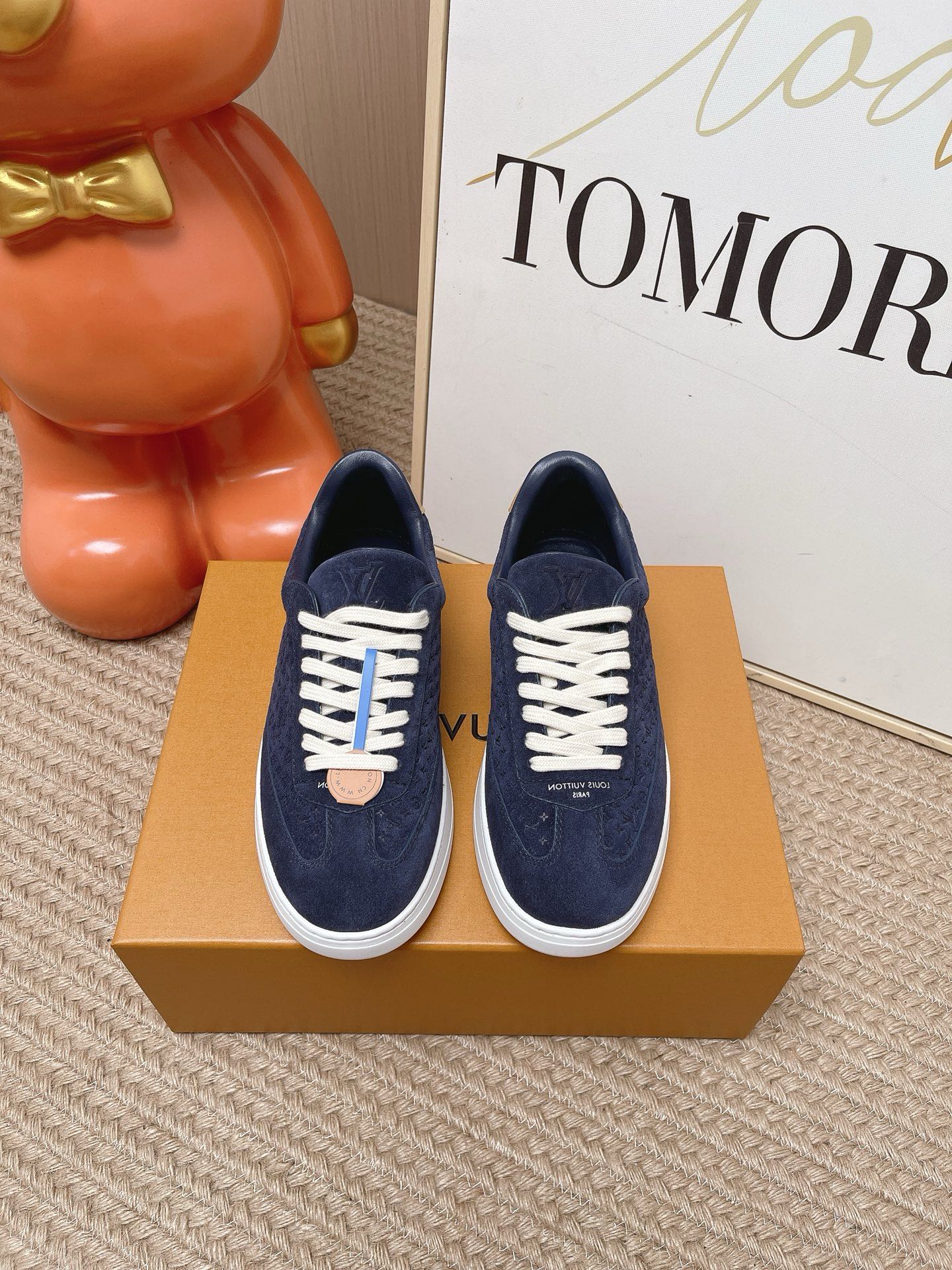 LV Beige Monogram Suede Lace Up Casual Sneakers