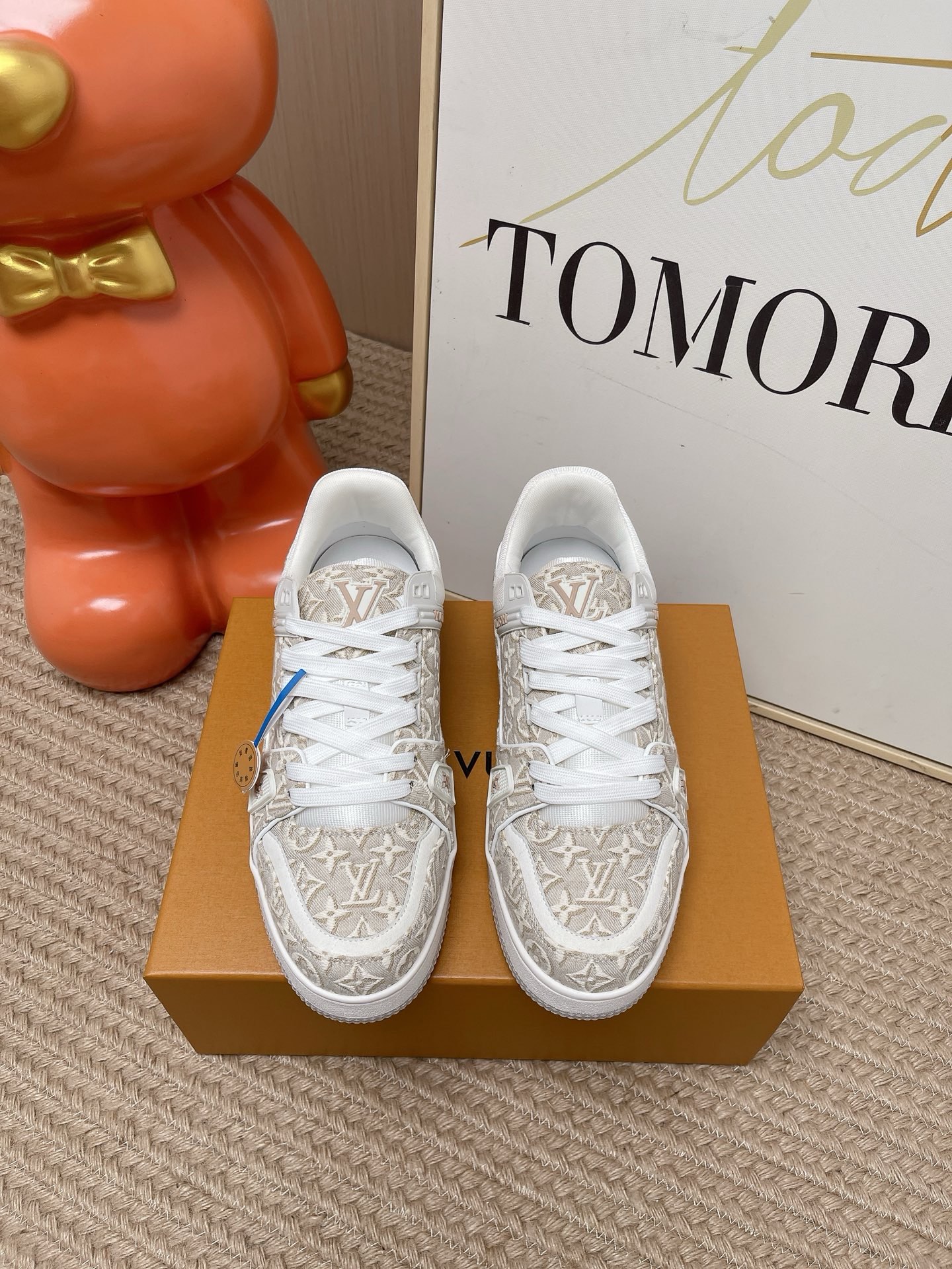 LV Light Monogram Denim Lace Up Skate Sneakers