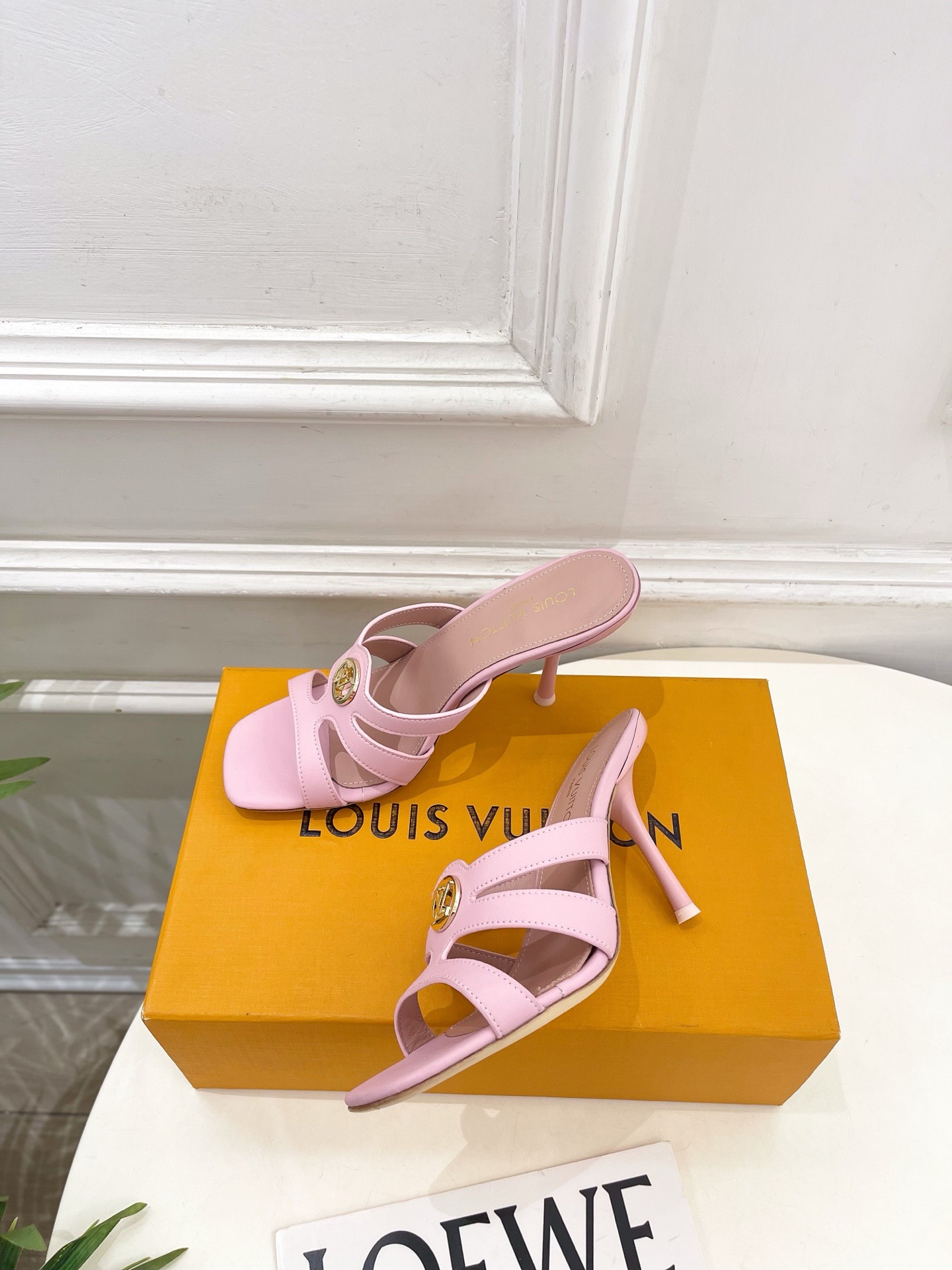 LV Checkered Multi-Strap Logo Slide Mules
