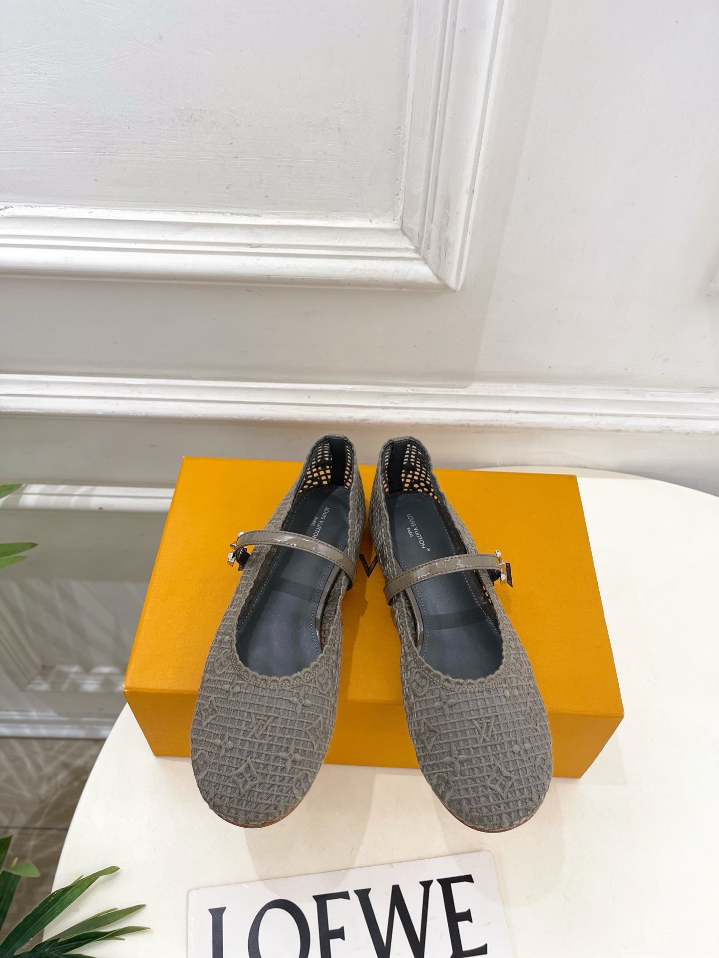 LV Leather Buckle Mary Jane Flats