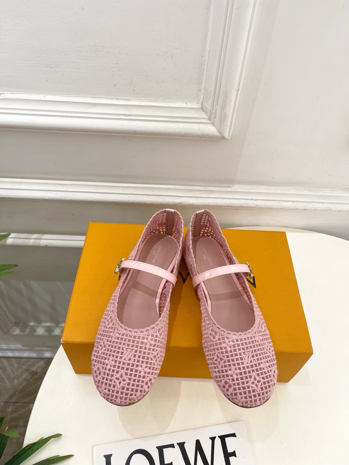 LV Leather Buckle Mary Jane Flats