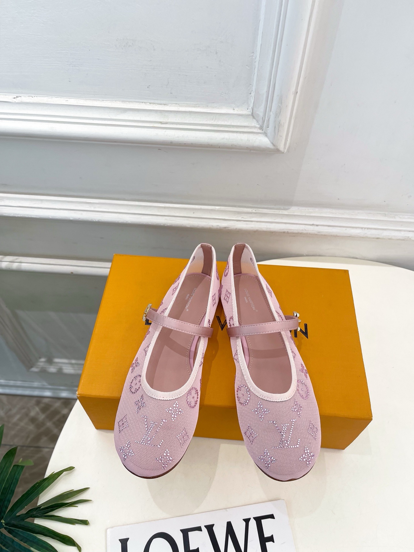 LV Leather Buckle Mary Jane Flats