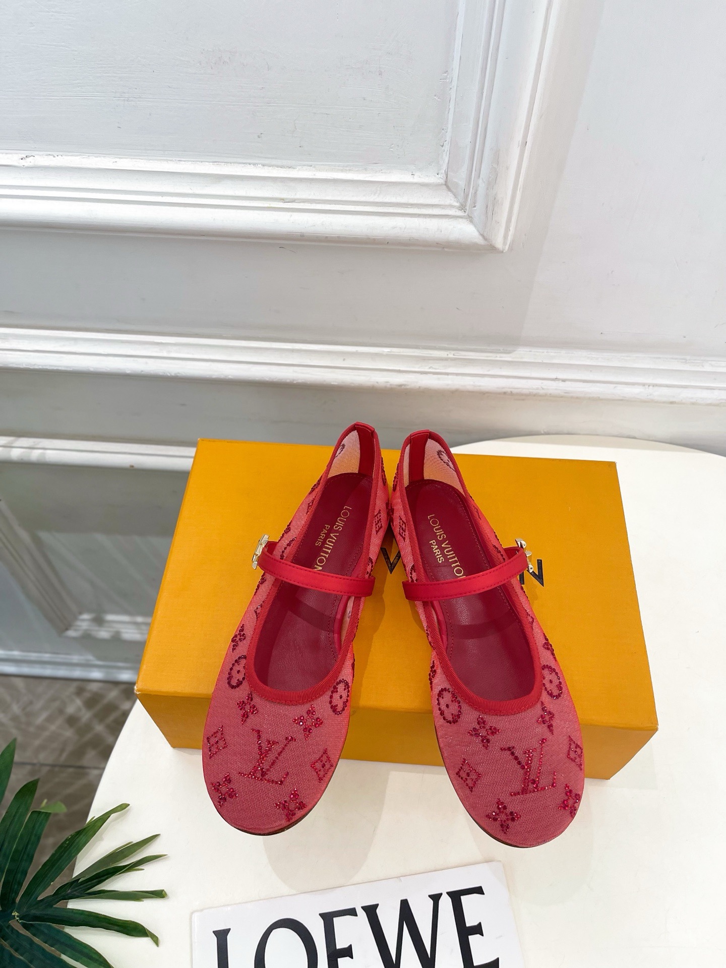 LV Leather Buckle Mary Jane Flats