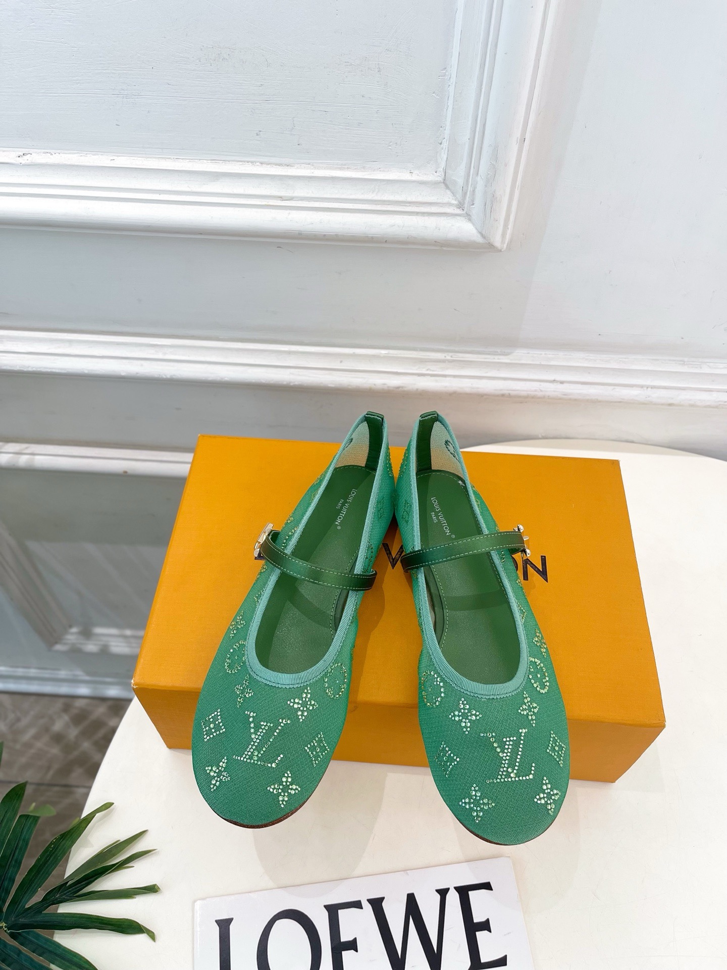 LV Leather Buckle Mary Jane Flats