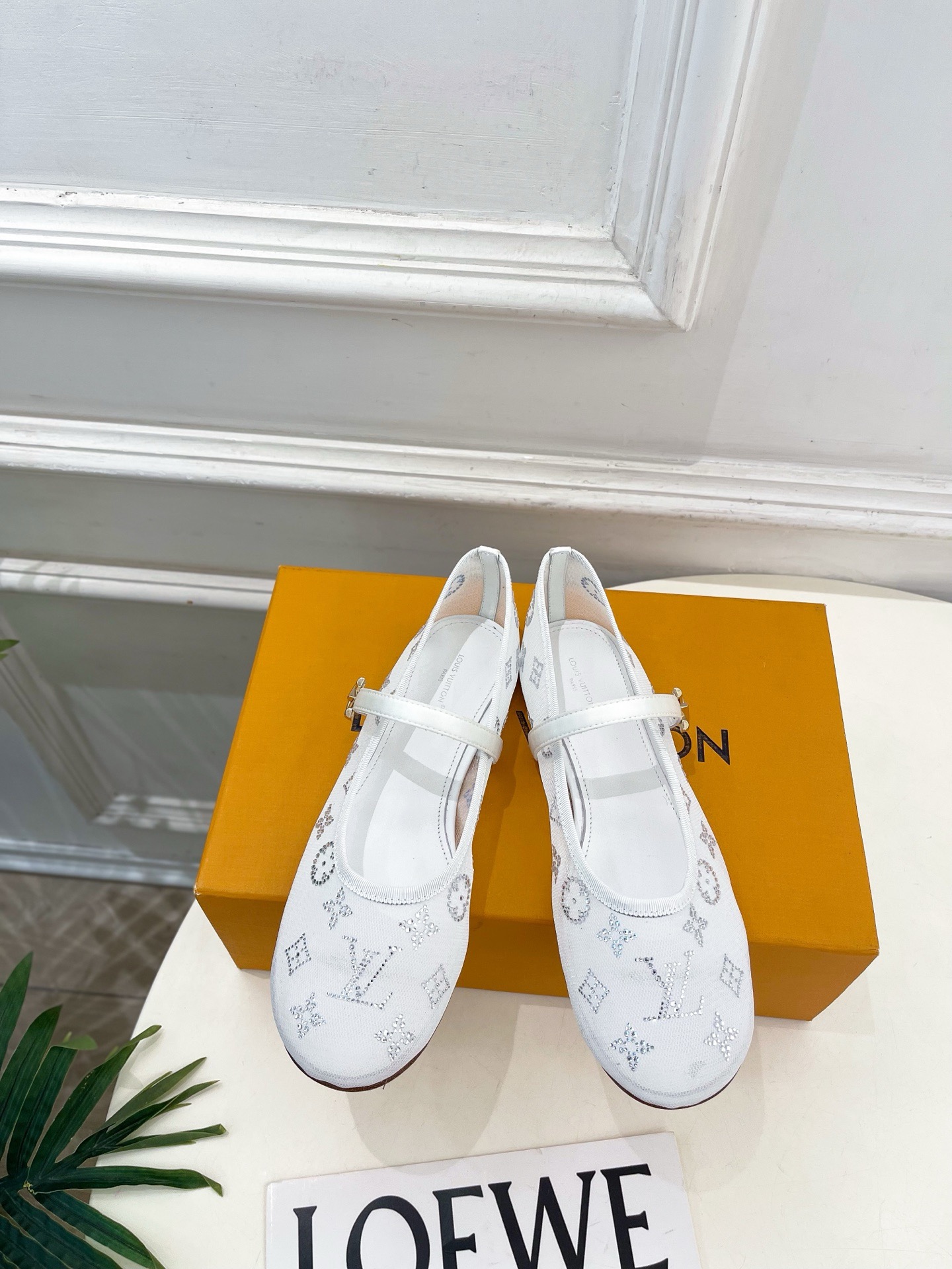 LV Leather Buckle Mary Jane Flats