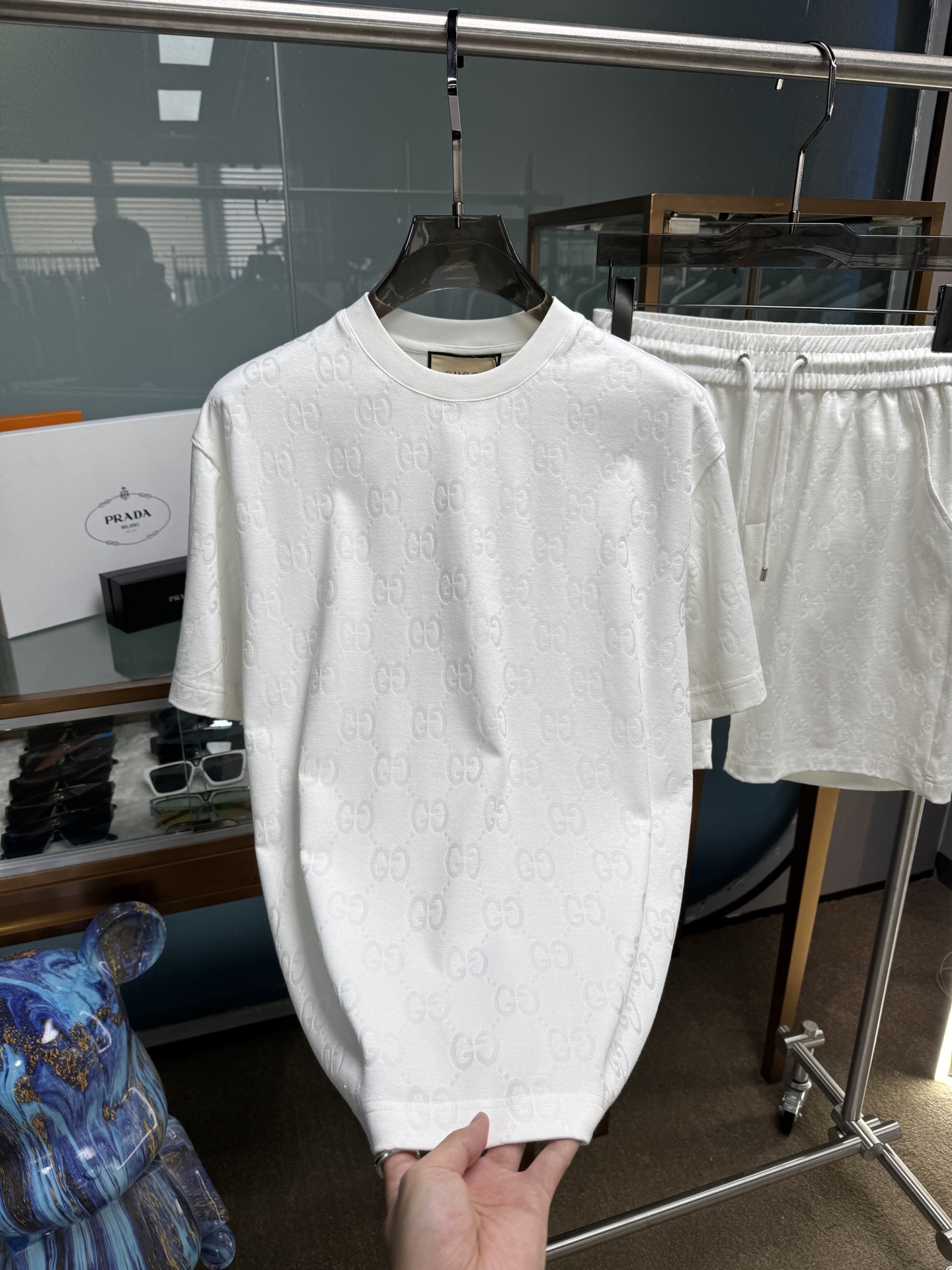 Guccino Spring and Summer Cotton Suit Set with Logo Hardware – Black & White Unisex 48-56 Sizes - 图片 6