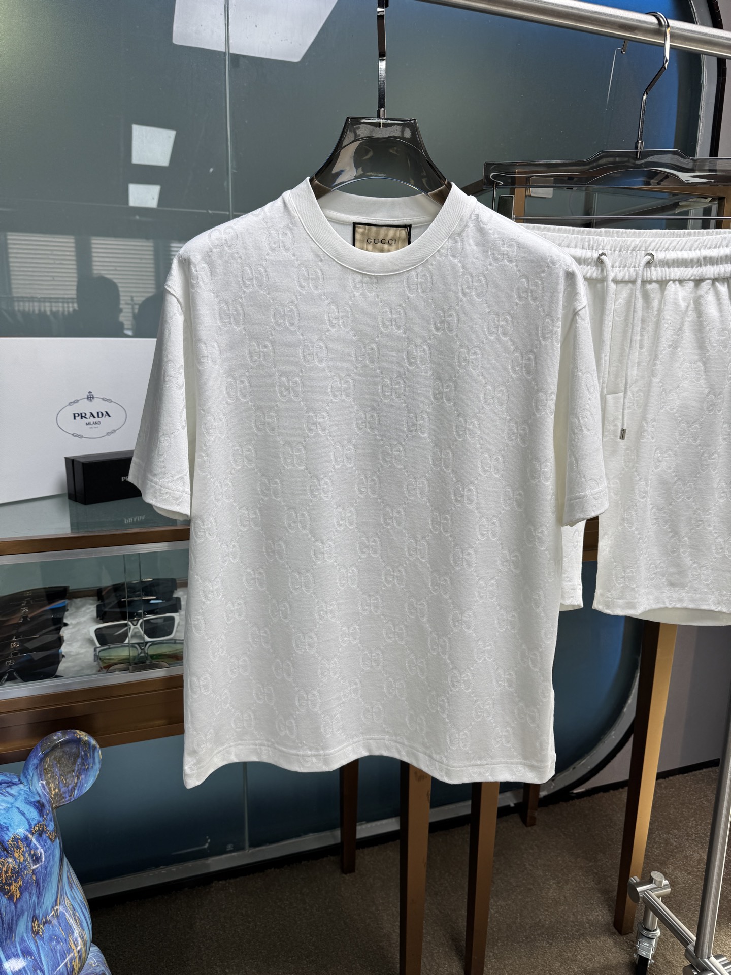 Guccino Spring and Summer Cotton Suit Set with Logo Hardware – Black & White Unisex 48-56 Sizes - 图片 1