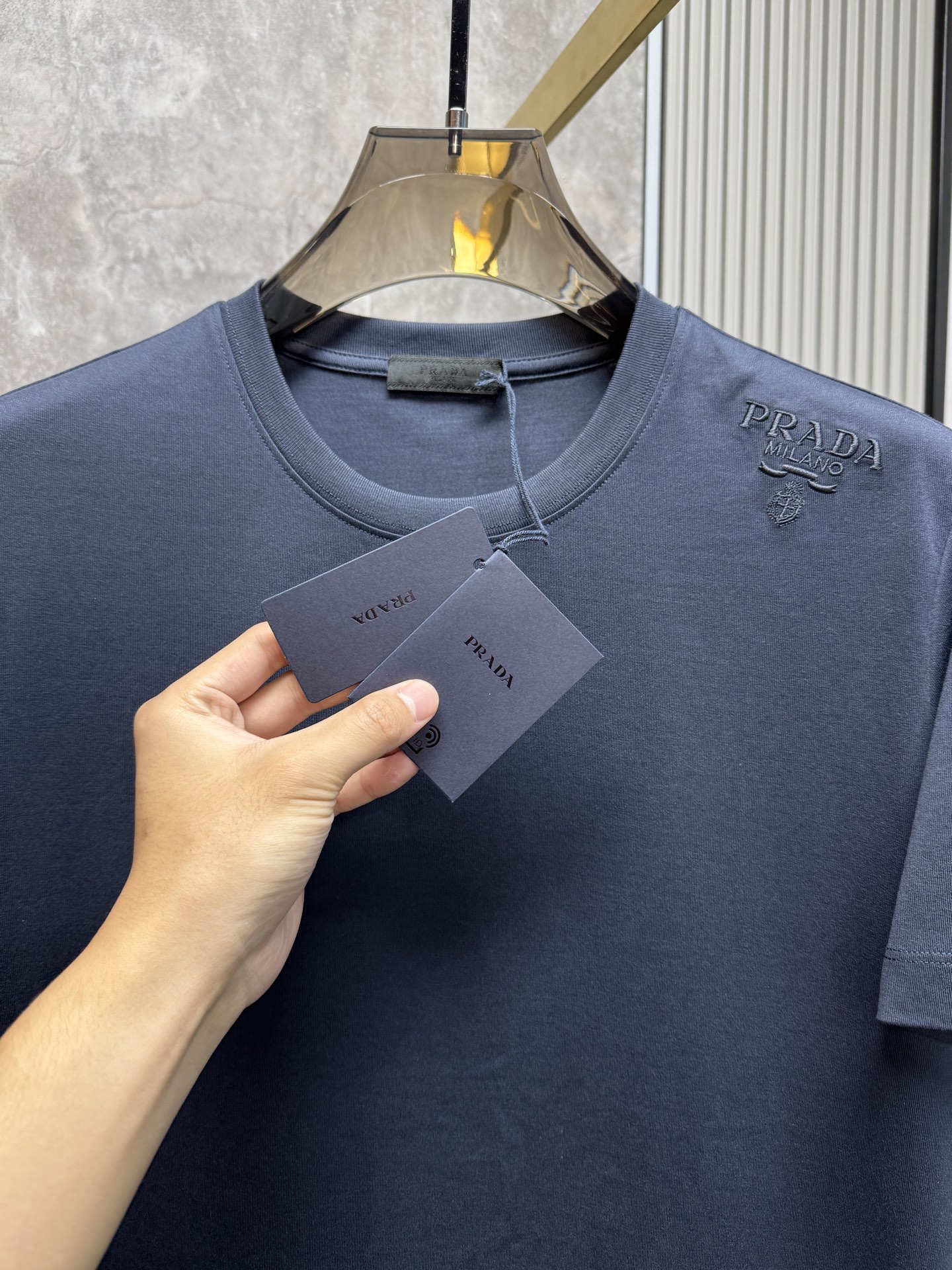 上新 26ss P家 春夏新款圆领短袖 原版定制 面料100%棉 轻薄透气 超级柔软上身丝滑舒适 高端大