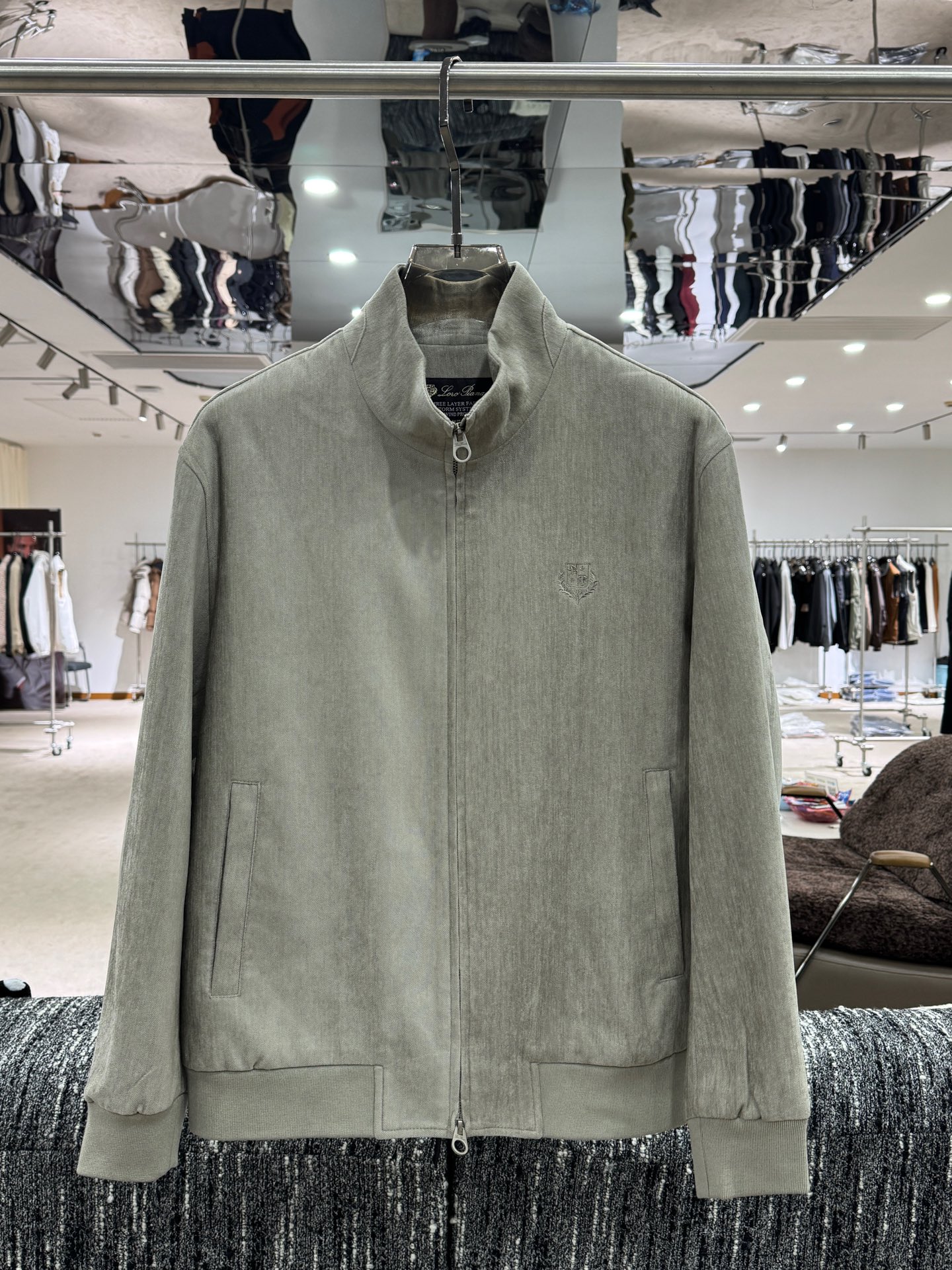 Loro Piana Gray Stand Collar Zip Jacket