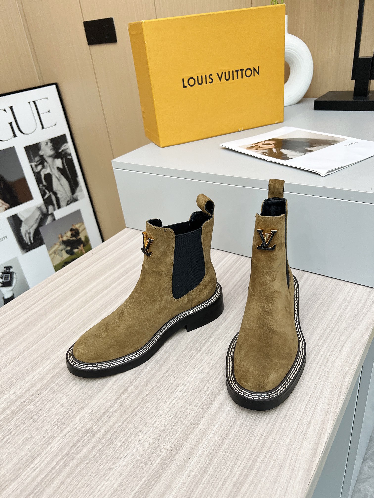 Louis Vuitton Short Boots Women Calfskin Cowhide Sheepskin