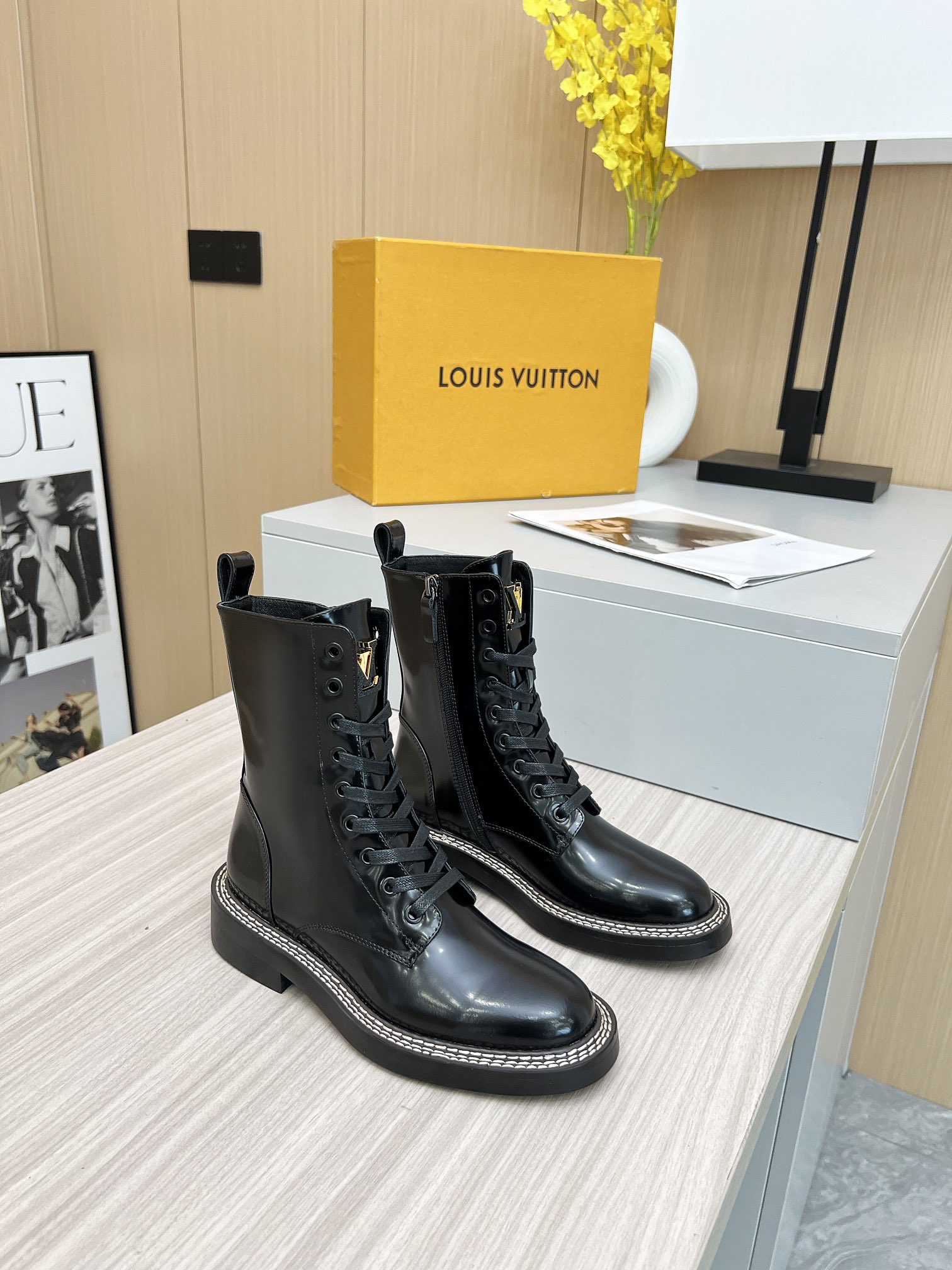 Louis Vuitton Martin Boots Short Boots Women Calfskin Cowhide Sheepskin