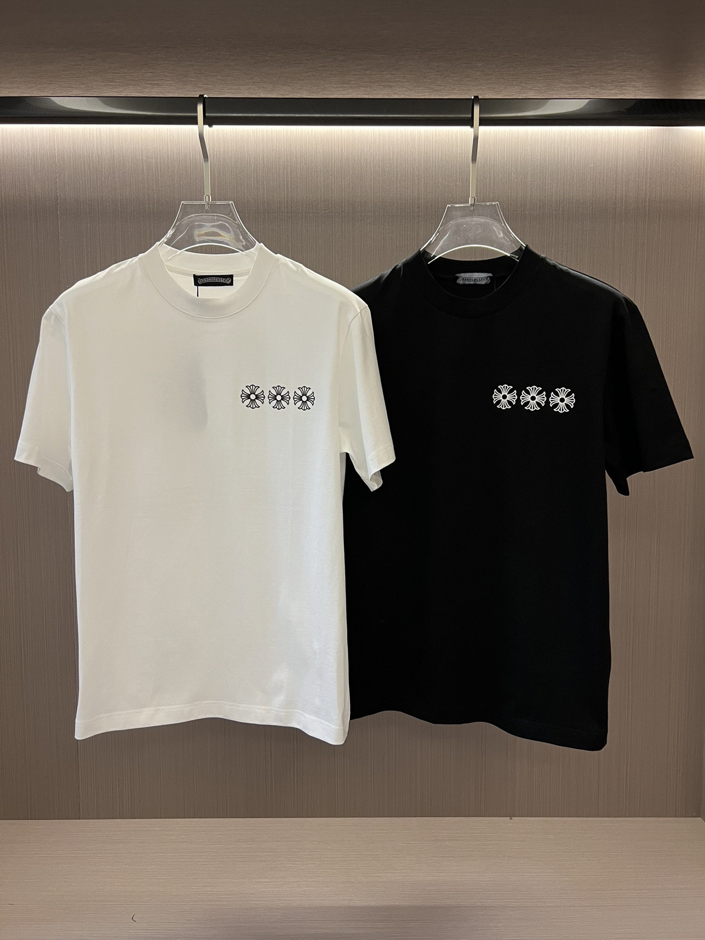 Chrome Hearts Clothing T-Shirt Black White Cotton Knitted Knitting Summer Collection Fashion Short Sleeve